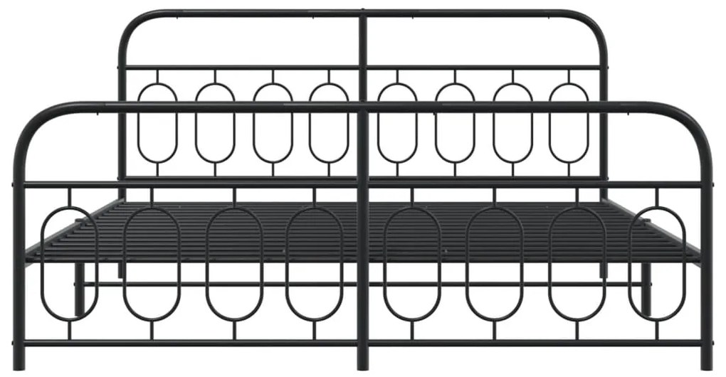 Estrutura de cama com cabeceira e pés 193x203 cm metal preto