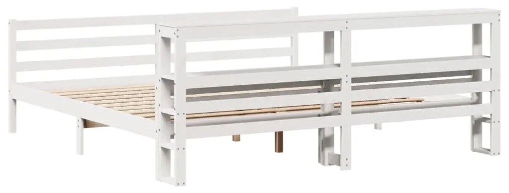 Estrutura de cama c/ cabeceira sem colchão 200x200 cm branco