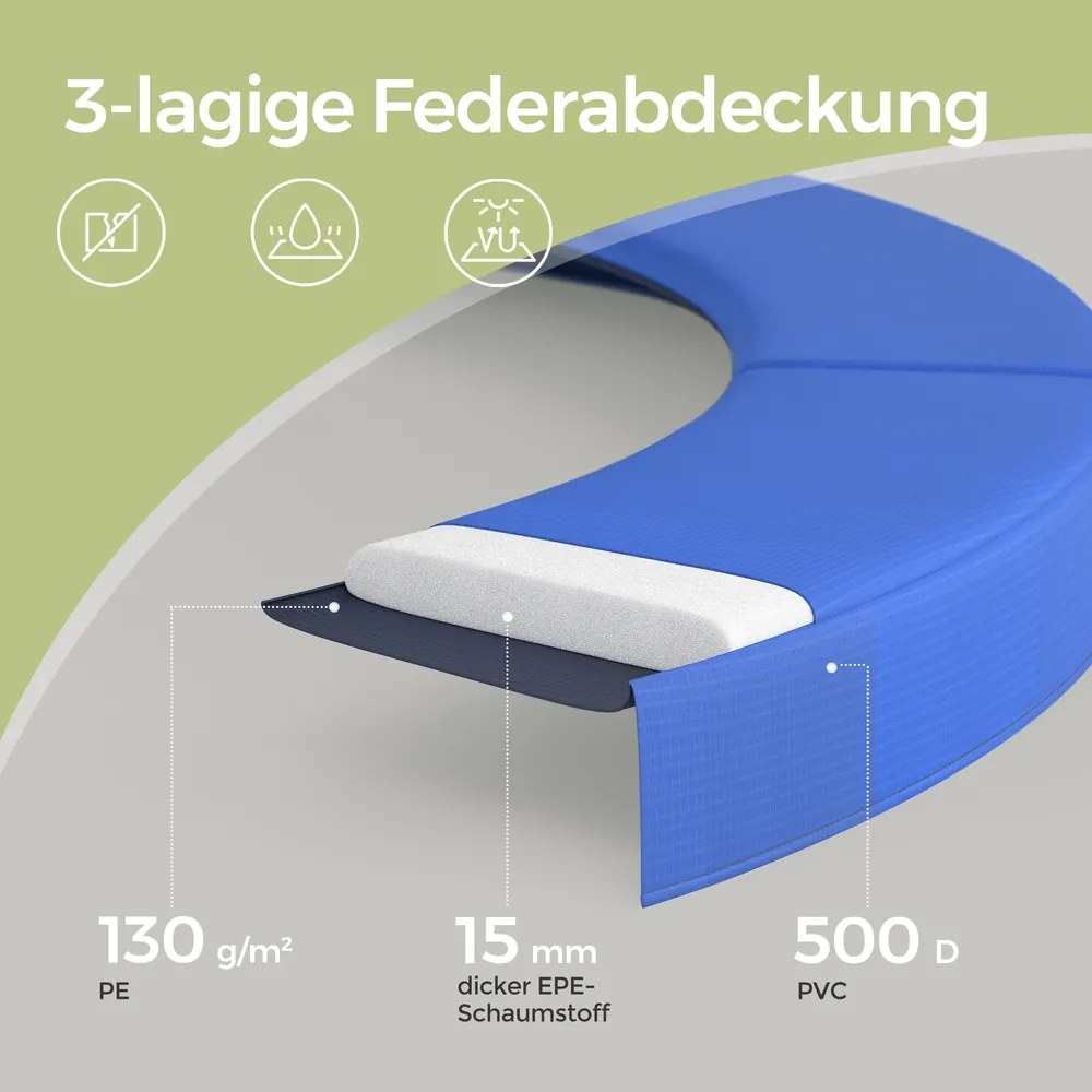 Trampolim para crianças 427 cm, de jardim, com rede de segurança e Escada Azul
