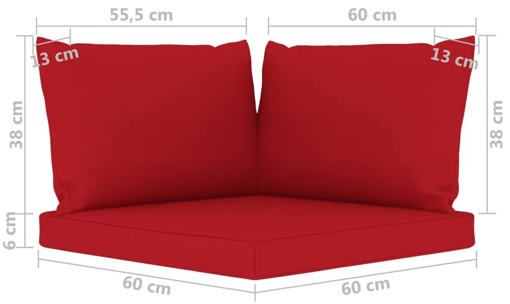 Sofá de jardim com 4 lugares almofadões vermelho