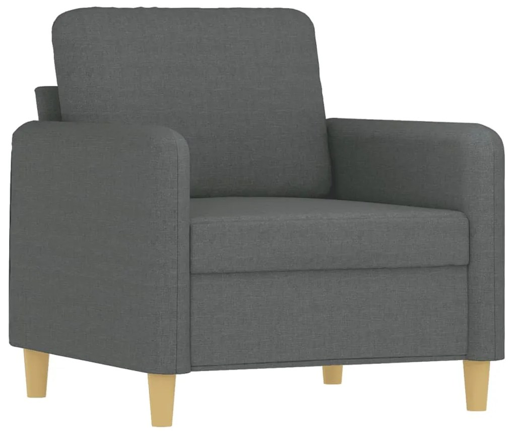3 pcs conjunto de sofás com almofadas tecido cinzento-escuro