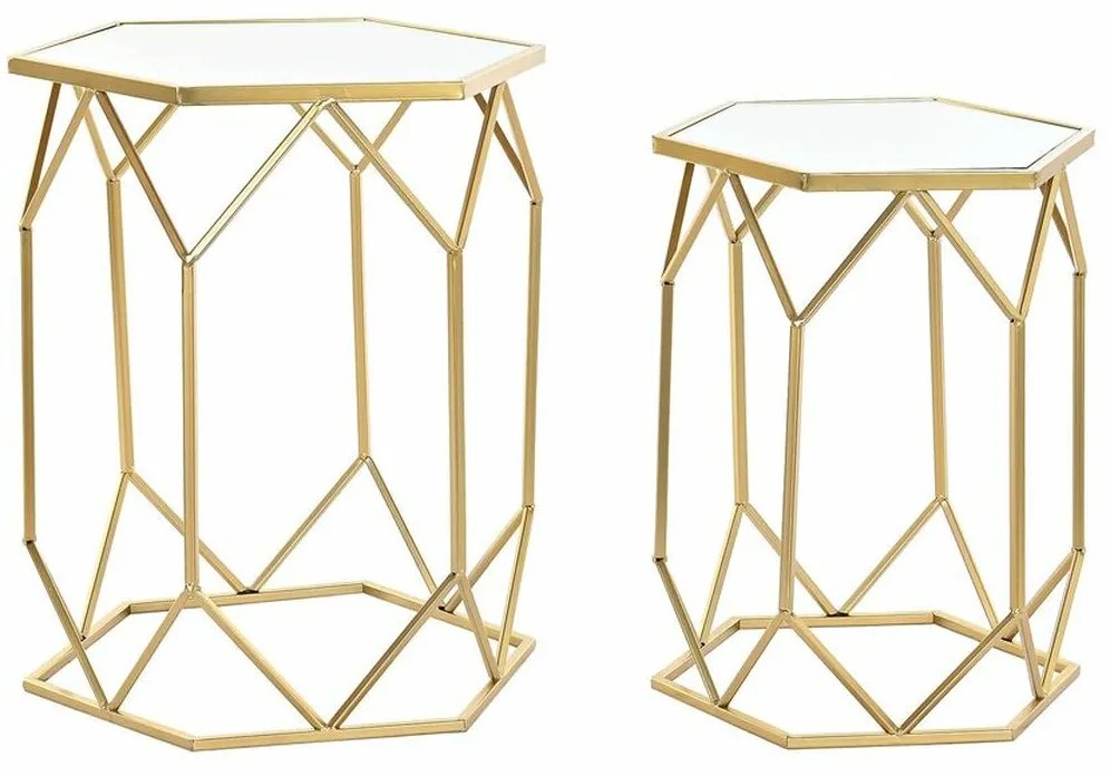 Conjunto de 2 mesas pequenas DKD Home Decor Espelho Dourado Metal (46 x 46 x 55 cm) (2 pcs)