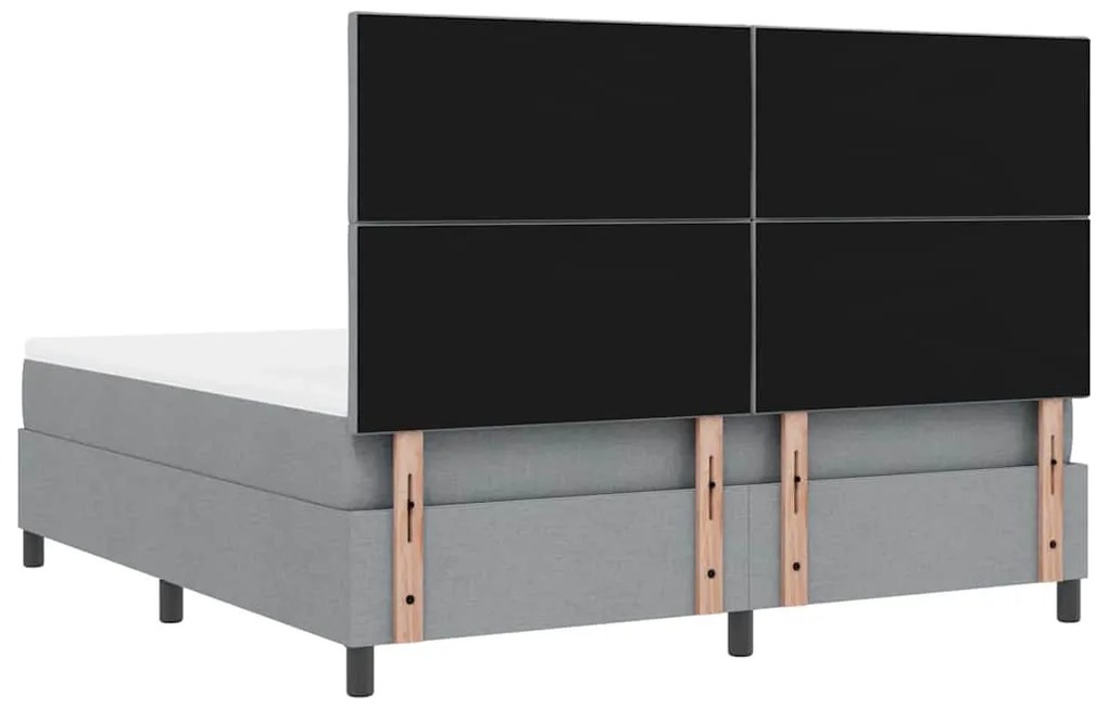 Cama Box com Colchão e Luz LED Cinza Claro 180x200 cm Tecido