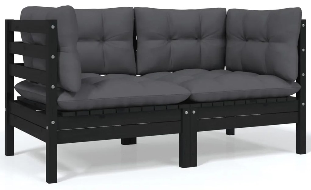 4 pcs conjunto lounge jardim c/ almofadões pinho maciço