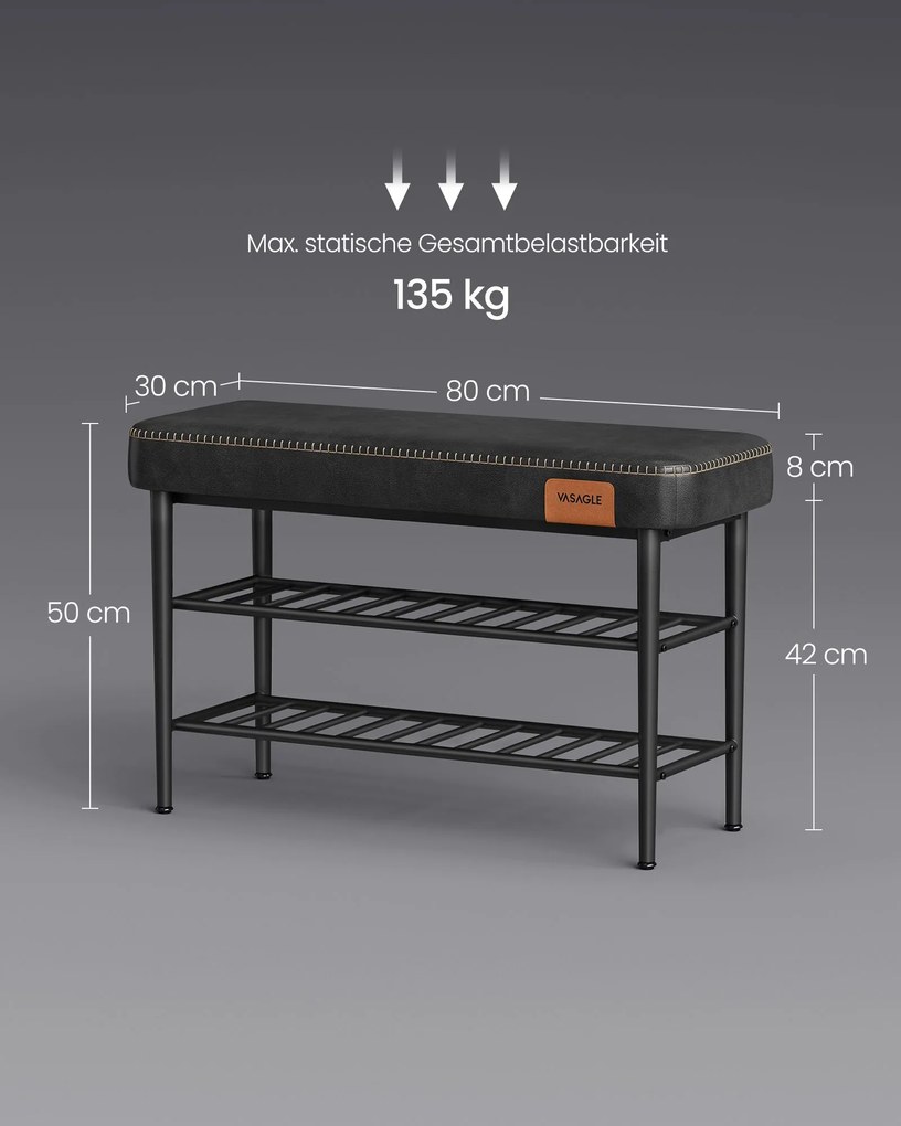 Banco de sapatos Coleção EKHO 30 x 80 x 50 cm Preto