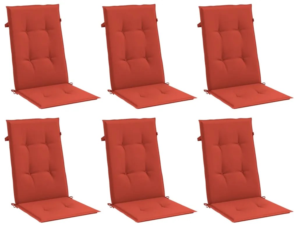 Almofadões cadeiras altas 6 pcs mesclado tecido vermelho