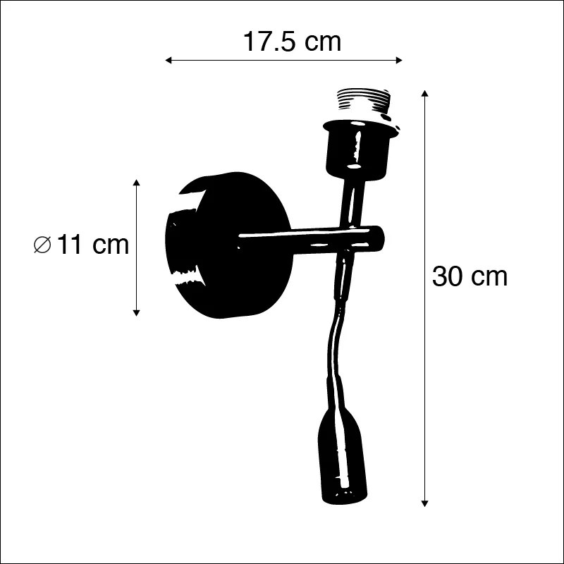 Candeeiro de parede em aço com candeeiro de leitura LED com interruptor - Combi Moderno