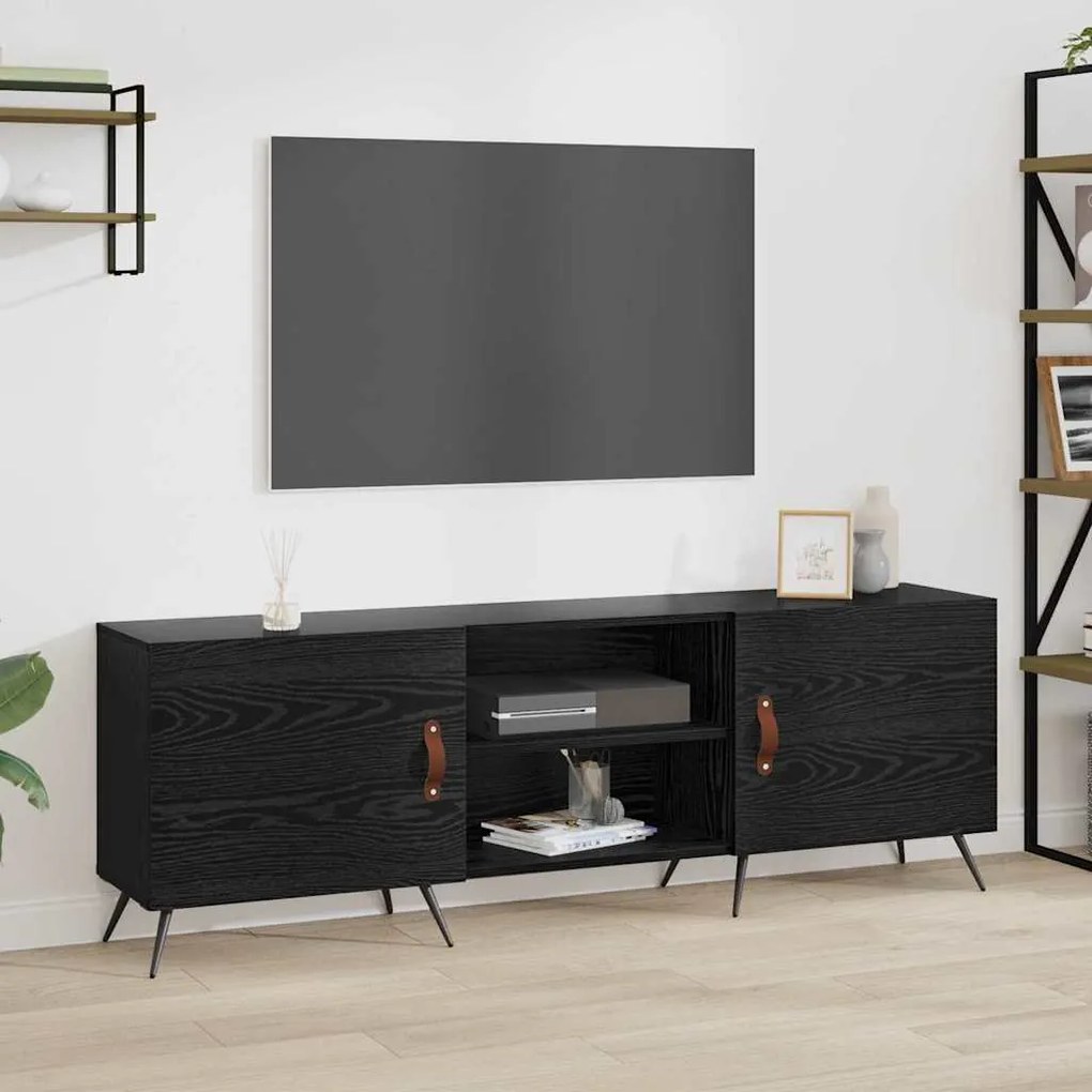 Gabinete para TV com prateleira Carvalho preto 150 x 30 x 50 cm
