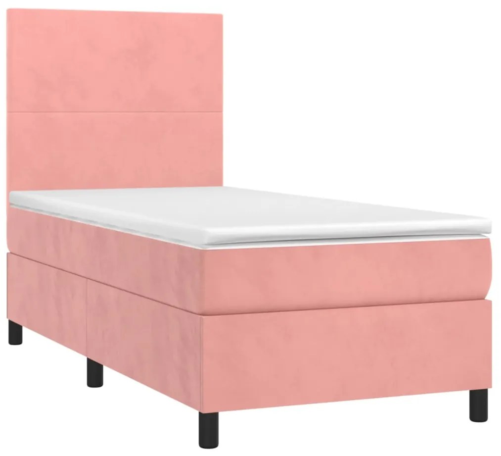 Cama com molas/colchão 90x190 cm veludo rosa