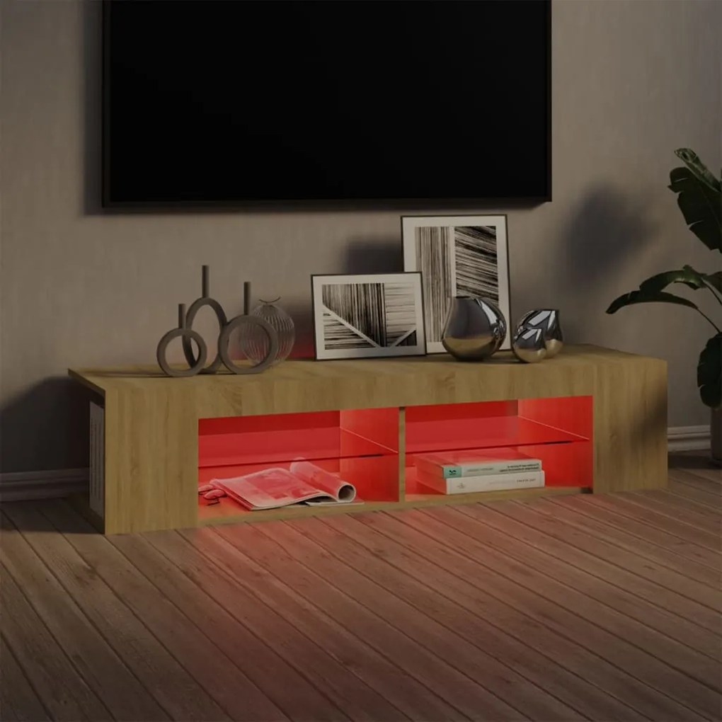 Móvel de TV com luzes LED 135x39x30 cm carvalho sonoma