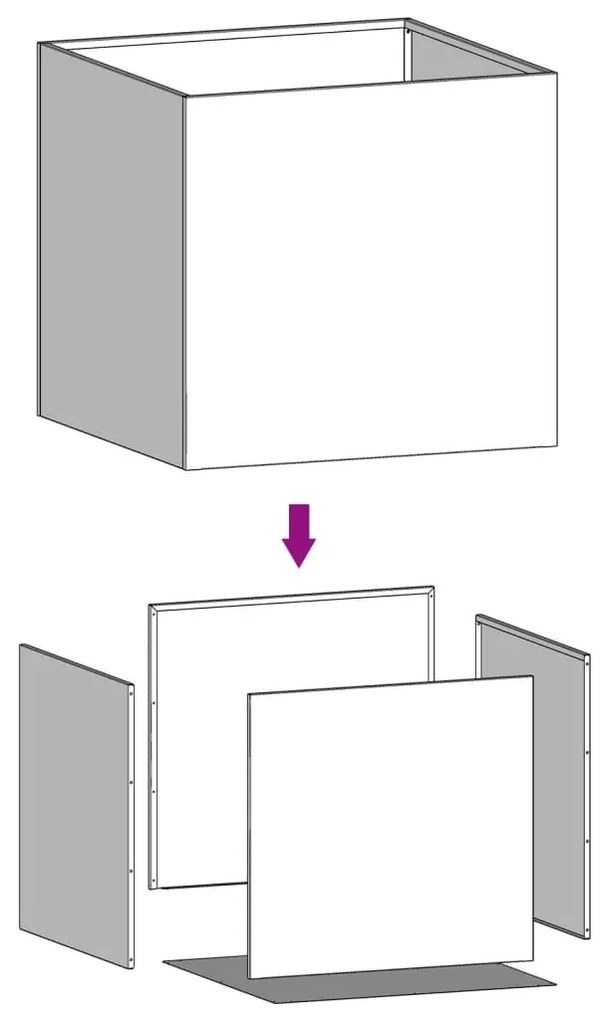 Vaso/floreira 49x47x46 cm aço galvanizado prateado