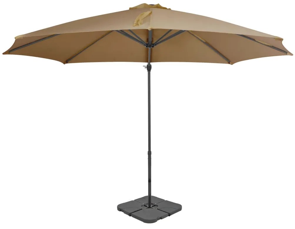 Guarda-sol de jardim com base portátil cinzento-acastanhado