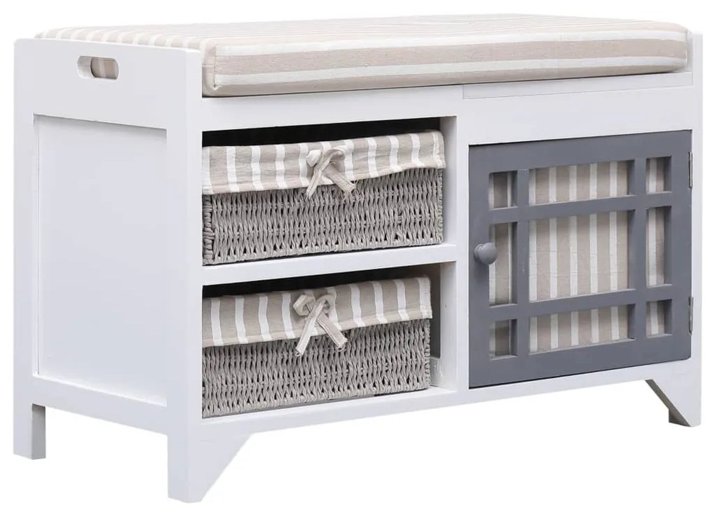 284080 vidaXL Banco de corredor 70x33,5x45 cm madeira de paulownia branco
