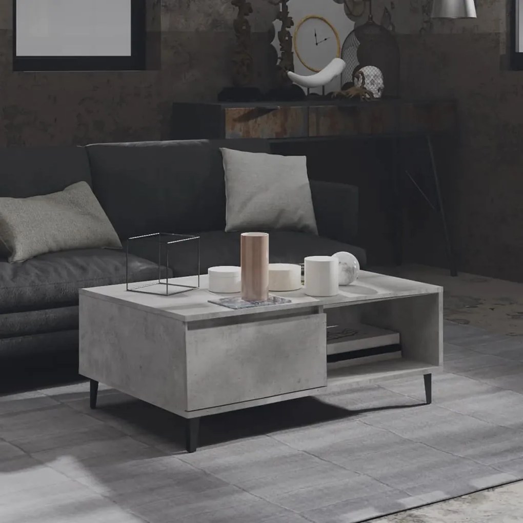 Mesa de centro 90x60x35 cm derivados madeira cinzento cimento