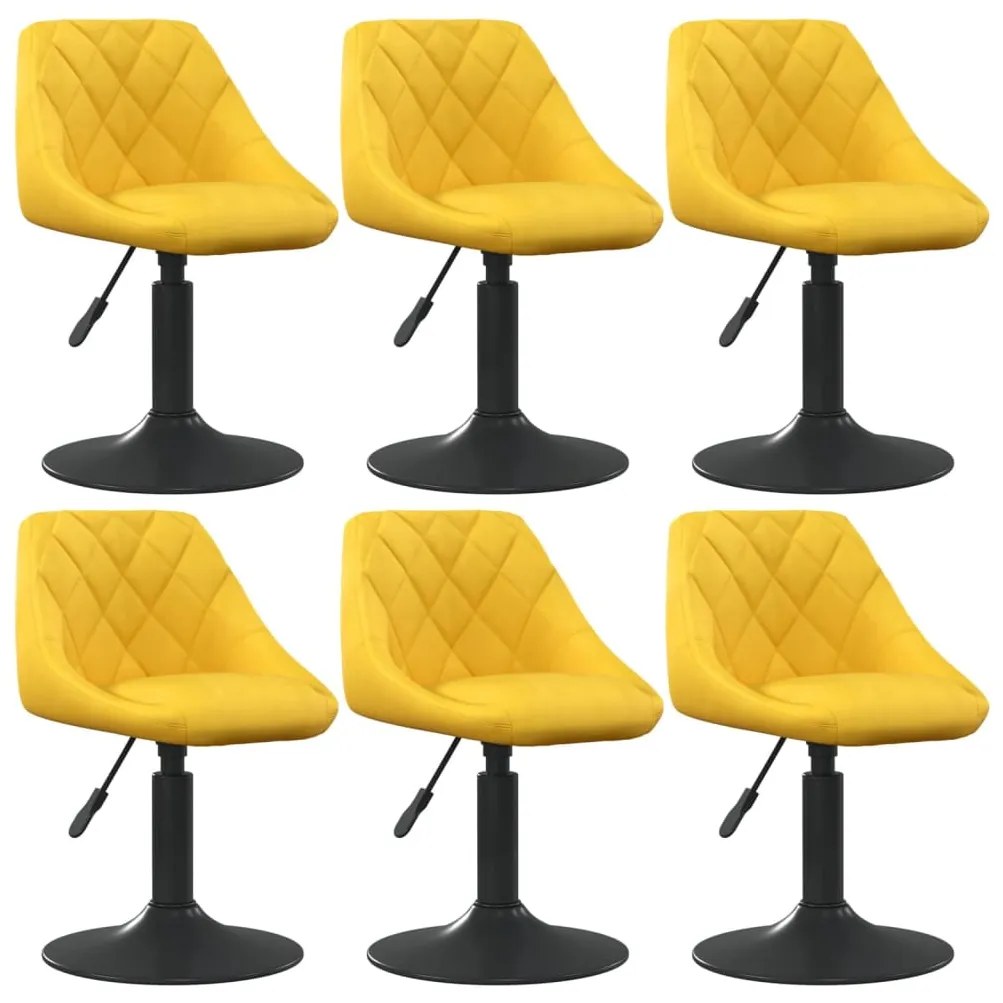 Cadeiras de jantar giratórias 6 pcs veludo amarelo mostarda