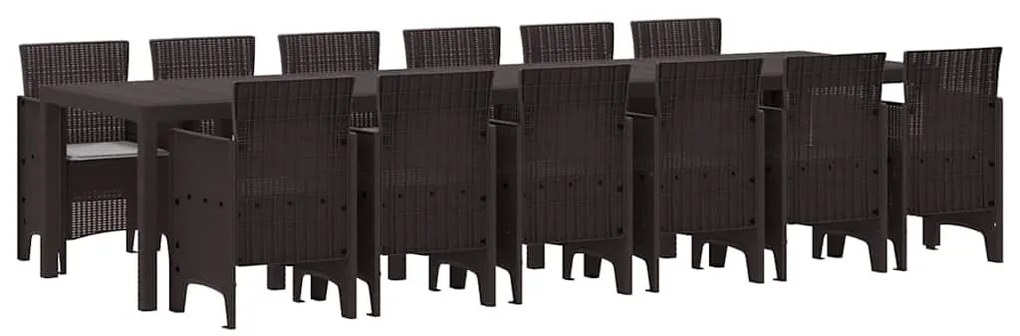 Conjunto de Jantar de Jardim 13 pcs Castanho Grande