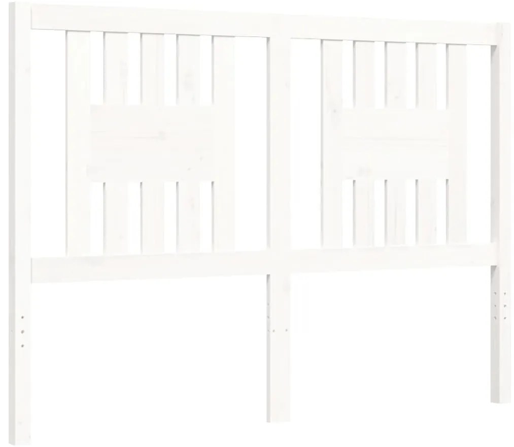 Estrutura de cama de casal c/ cabeceira madeira maciça branco