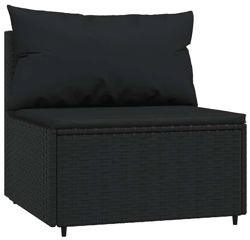 4 pcs conjunto lounge de jardim c/ almofadões vime PE preto