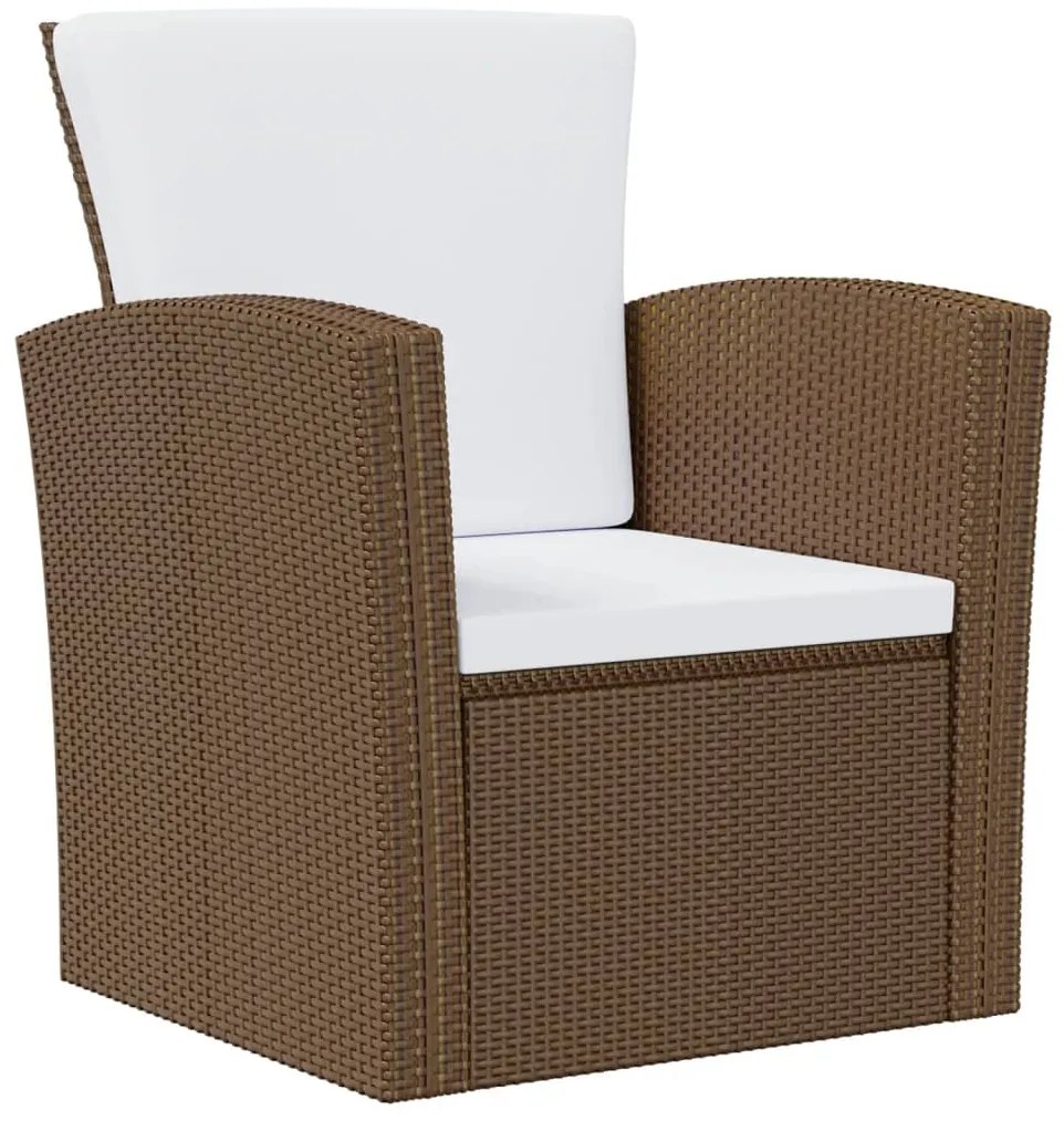 8 pcs conjunto lounge jardim c/ almofadões vime PE castanho