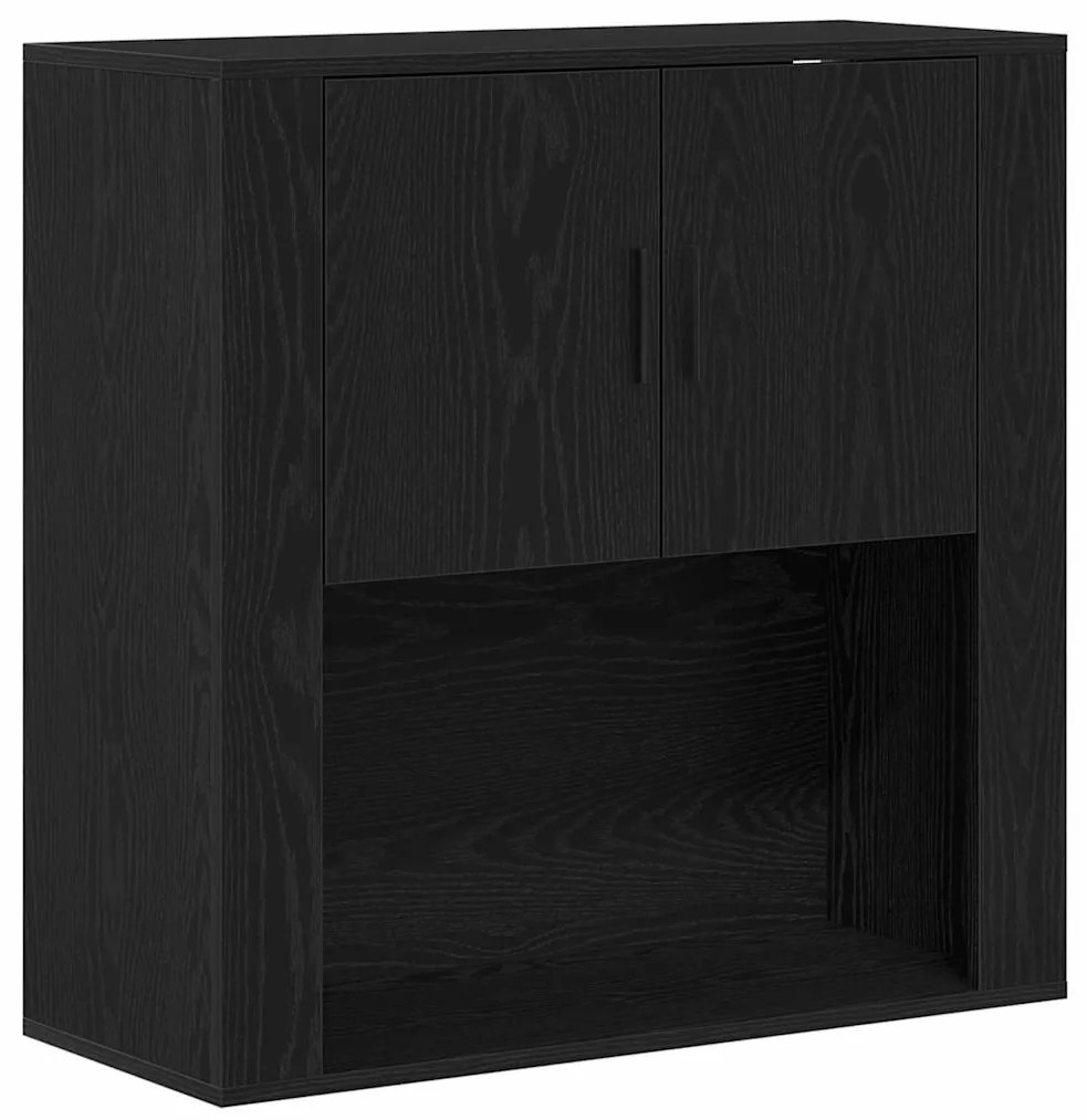 Highboard Preto Carvalho 80x33x150 cm Madeira de engenharia