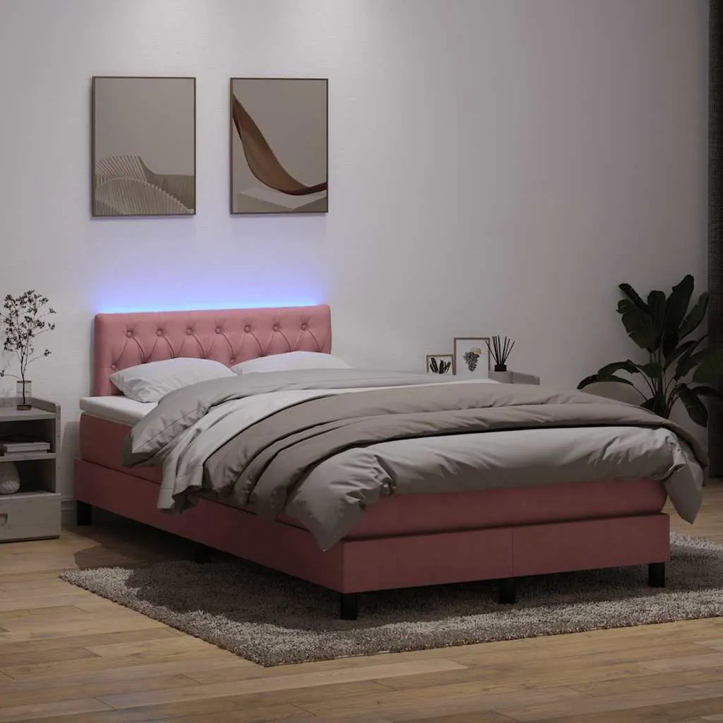 Cama com molas/colchão 120x220 cm veludo rosa