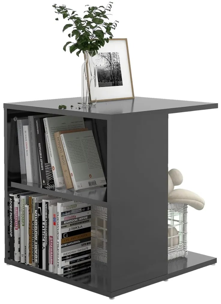 Mesa de apoio 45x45x48 cm derivados de madeira cinza brilhante