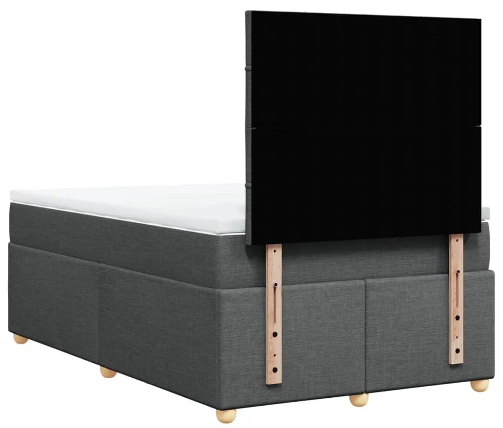 Cama boxspring com colchão 120x190 cm tecido cinzento-escuro