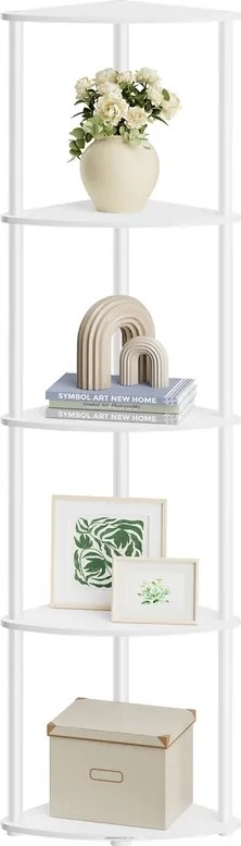 Estante de canto com 5 prateleiras 38,3 x 27 x 139 cm Branco