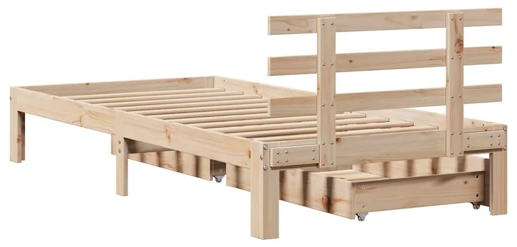 Estrutura de cama c/ gavetas 100x200 cm madeira de pinho maciça