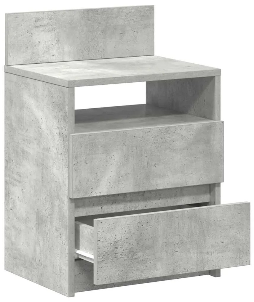 Mesas de cabeceira 2pcs c/ 2gavetas 40x33x60cm cinzento cimento