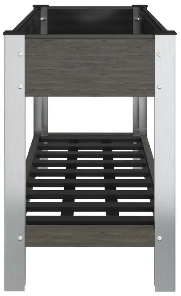 Canteiro elevado jardim c/ prateleira 100x50x75 cm WPC cinzento
