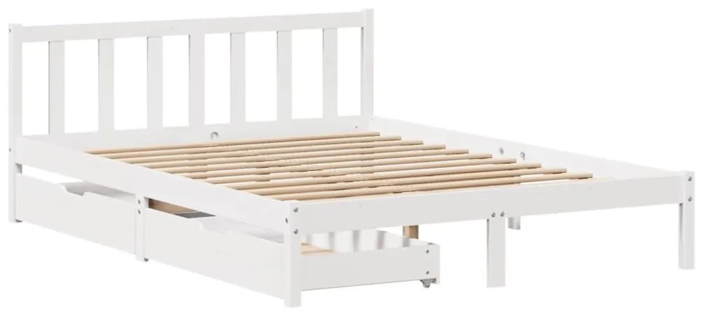 Cama sem colchão 140x190 cm madeira de pinho maciça branco