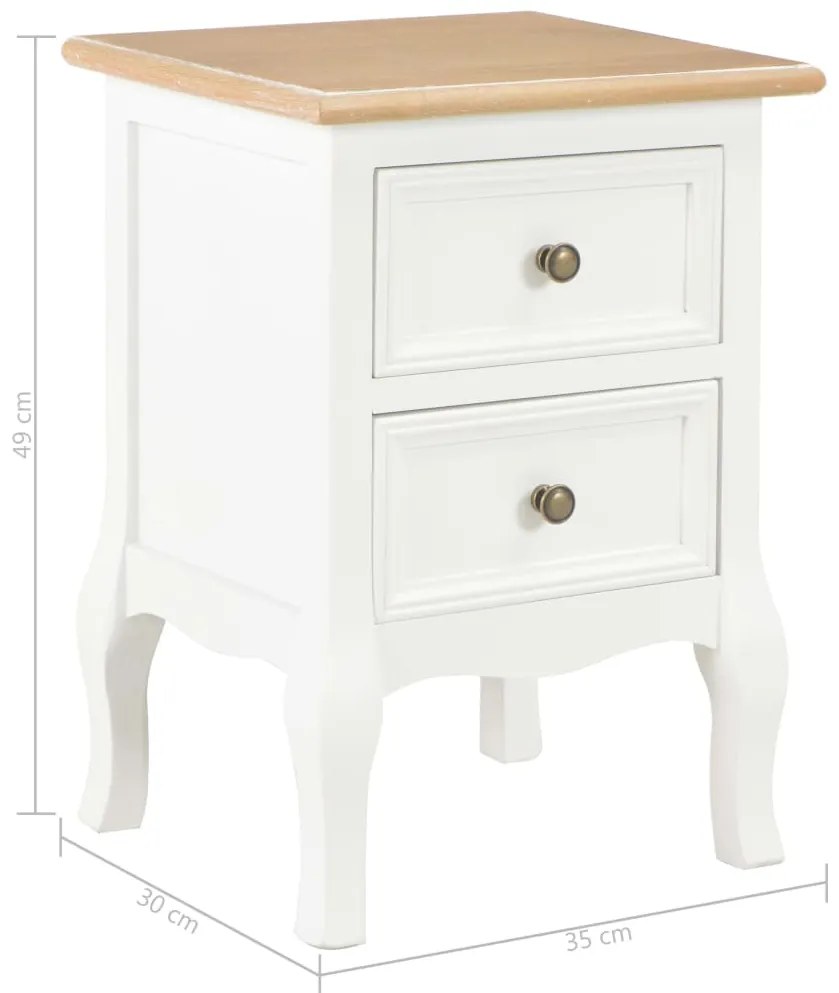 Mesa-de-cabeceira 2 pcs 35x30x49 cm MDF branco