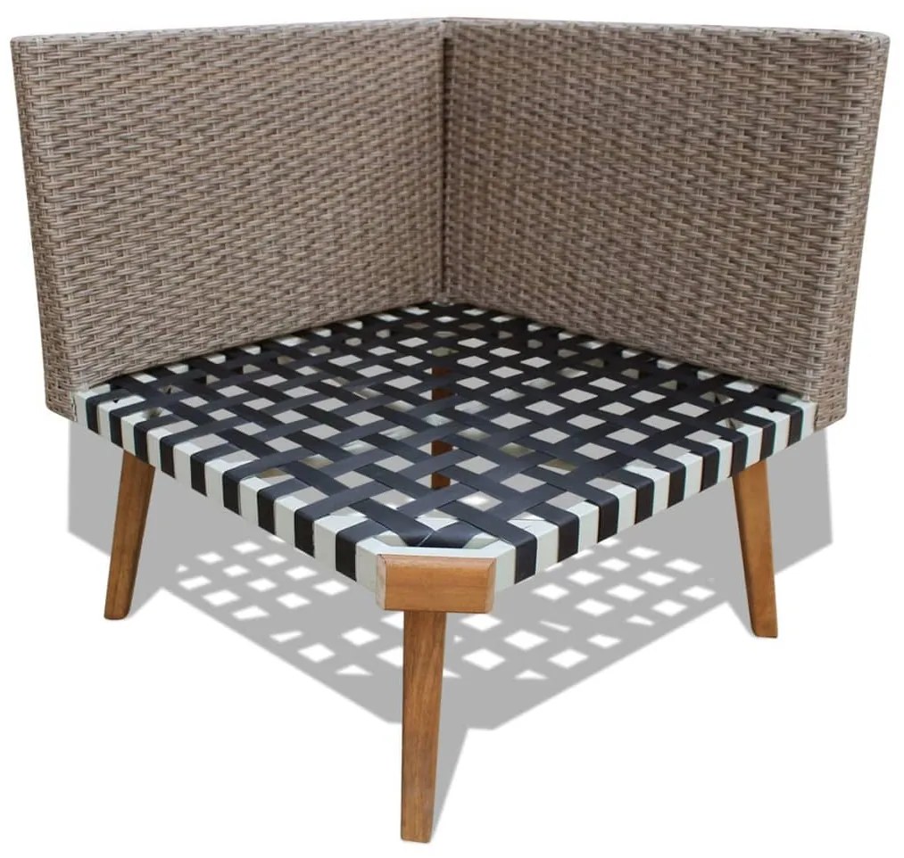 4 pcs conjunto lounge de jardim c/ almofadões vime PE cinzento