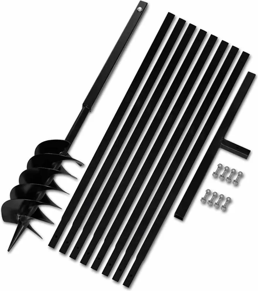 Broca de solo manual 150 mm com tubo de prolongamento 9 m aço