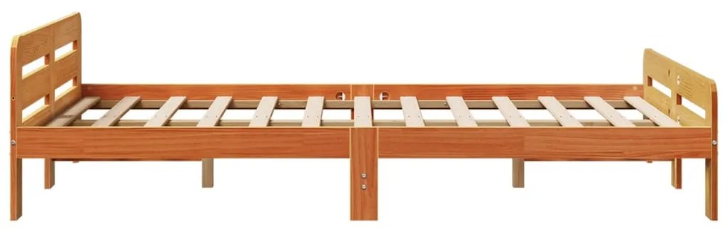 Cama sem colchão 135x190 cm madeira pinho maciça castanho-mel