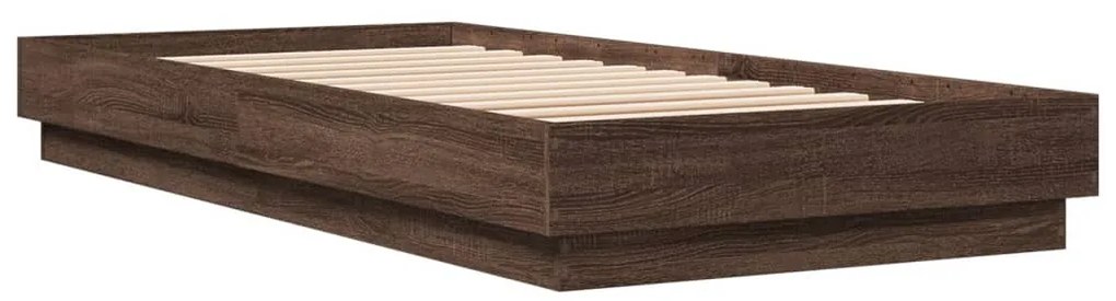 Estrutura de cama com luzes LED 90x200 cm carvalho castanho