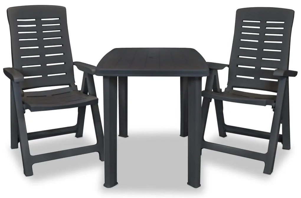 Conjunto bistrô 3 pcs plástico antracite