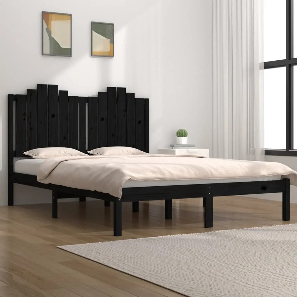 Estrutura de cama 6FT Super King 180x200 cm pinho maciço preto