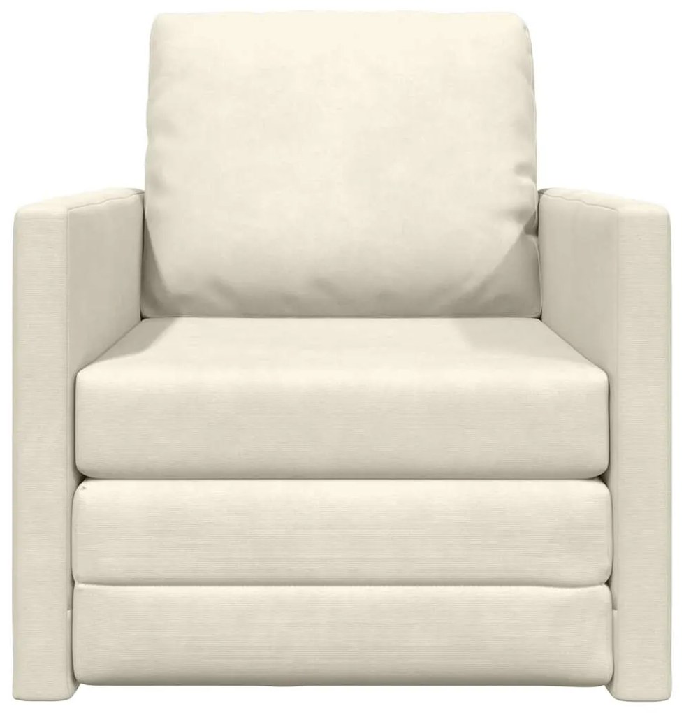 Sofá-cama 2-em-1 Creme 74x77x81 cm Veludo