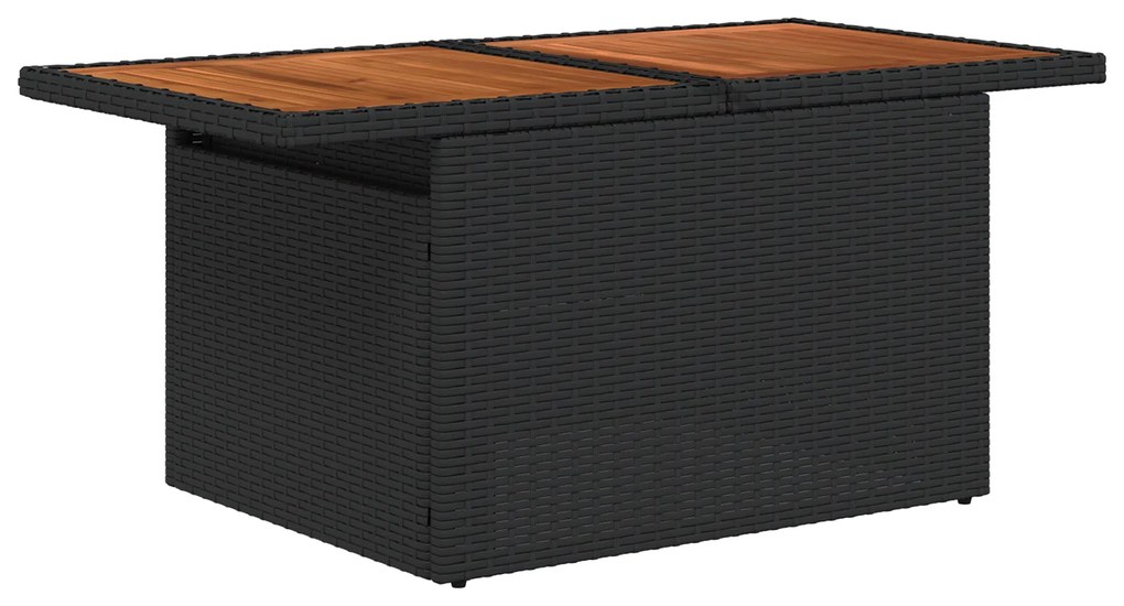 Conjunto de Sofá de Jardim de 7 Peças com Almofadas Preto Rattan Polié