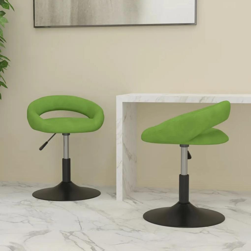 Cadeiras de jantar giratórias 2 pcs veludo verde-claro