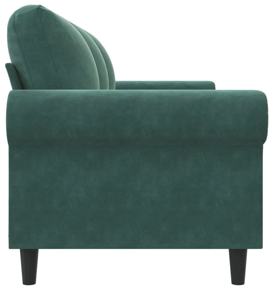 Sofá de 3 lugares 180 cm veludo verde-escuro
