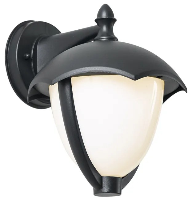 Aplique de parede inteligente para exterior preto com vidro opalino incluindo LED IP54 - Classica