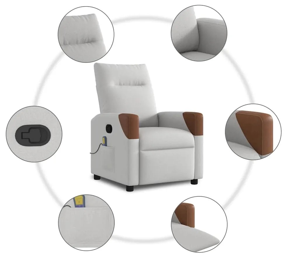 Cadeira de massagem reclinável tecido cinzento
