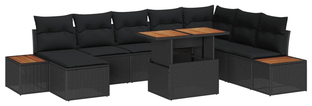 vidaXL Conjunto de Jantar para Jardim 9 pcs Preto e Marrom