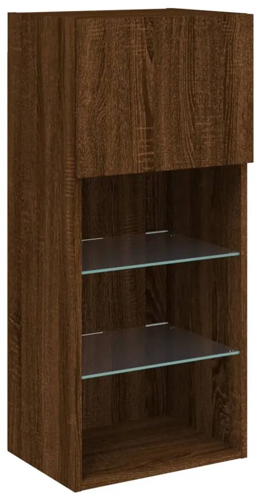 Móvel de TV com luzes LED 40,5x30x90 cm carvalho castanho