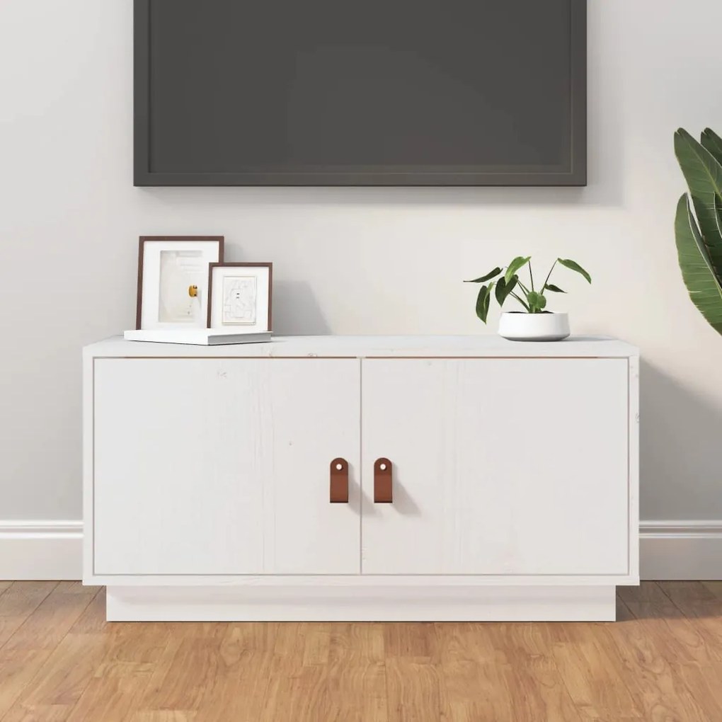 vidaXL Móvel de TV 80x34x40 cm madeira de pinho maciça branco