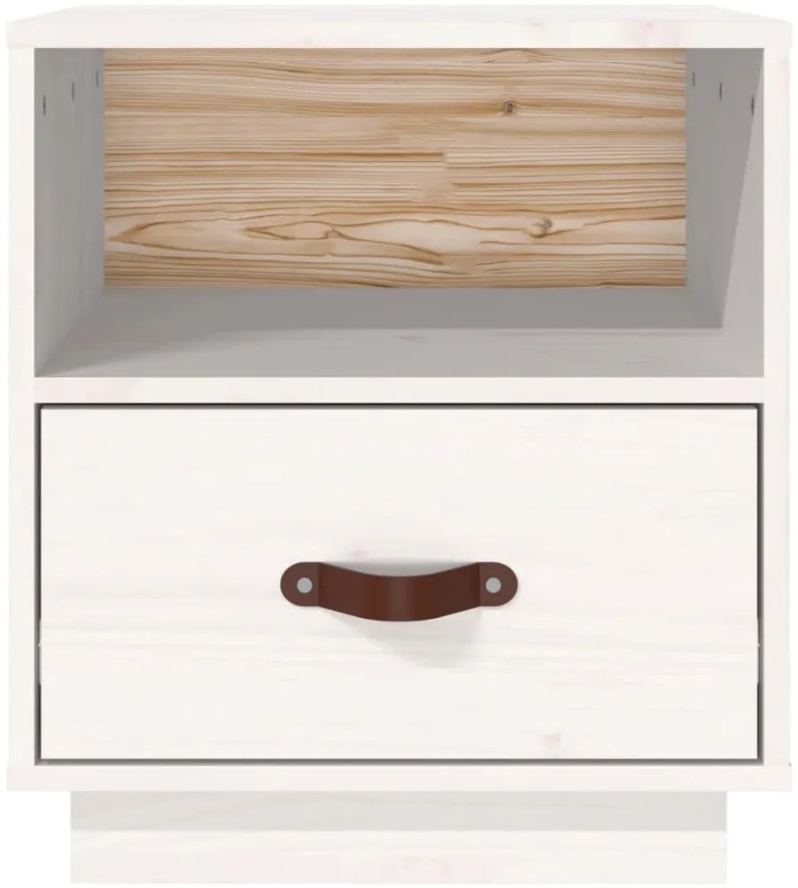 Mesa de cabeceira 40x34x45 cm madeira de pinho maciça branco
