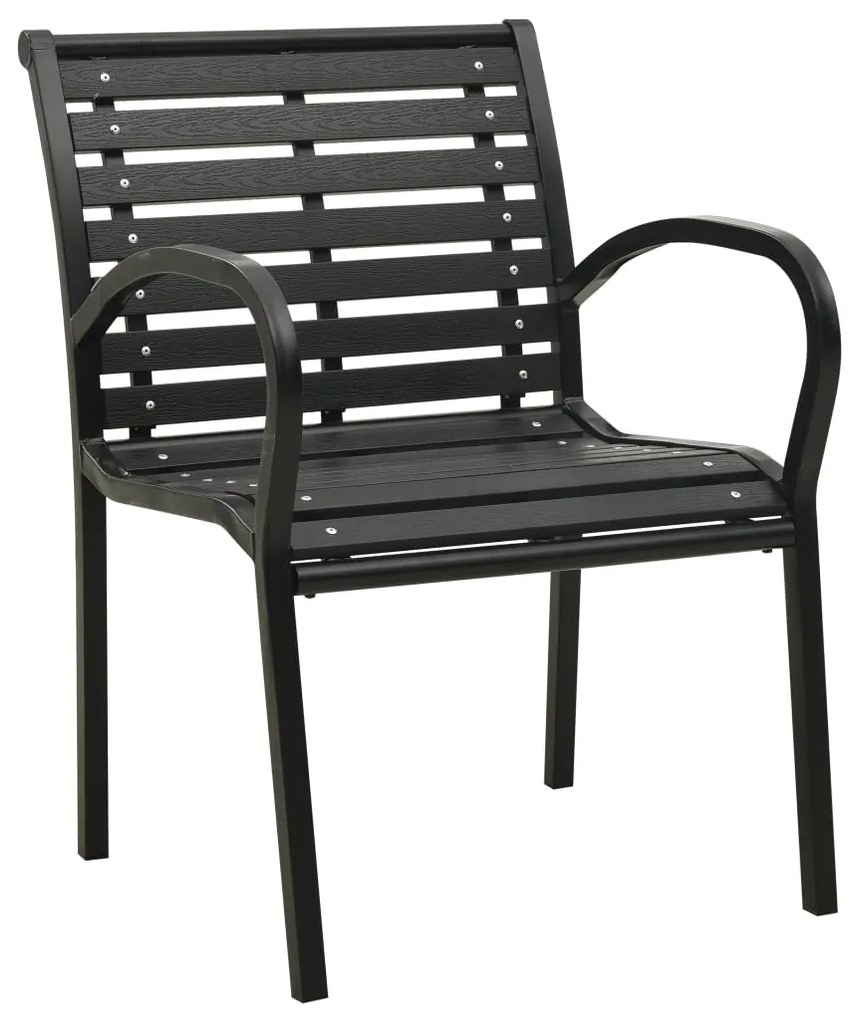 Cadeiras de jardim 2 pcs aço e WPC preto